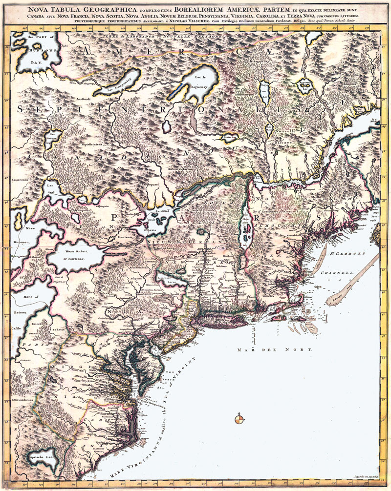 Canadees-Amerikaanse kuststrook 1690 Nova Tabula Visscher